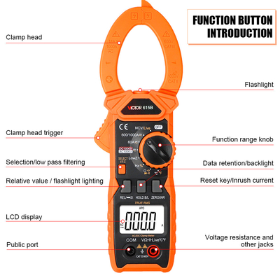 VICTOR 615B DC 1500V 1000A True RMS AC DC Digital Clamp Multimeter с живым NCV солнечным энергетическим сцеплением