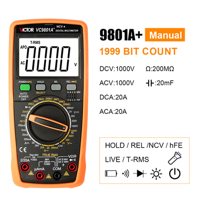 Виктор VC9801A+ 9801 карманный мультиметр True RMS Температура Капациметр Транзисторный тестер