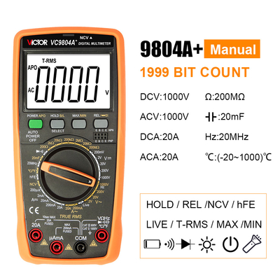 Victor VC9804A+ 9804 Pocket Multimeter True RMS AC DC 1000V 20A мультиметр цифровой