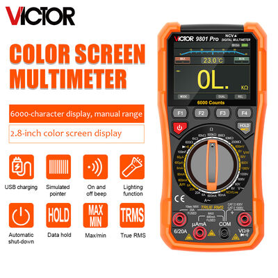 VICTOR 9801Pro Цифровой мультиметр с ТФТ-экран 6000 счетов дисплея